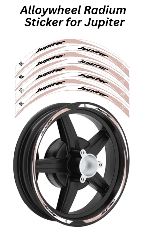 Alloy Wheel Radium Sticker Compatible with Jupiter | Made in Premium Radium with FPF (Fade Protection Film), Precut Sticker, Waterproof, Pack of 1